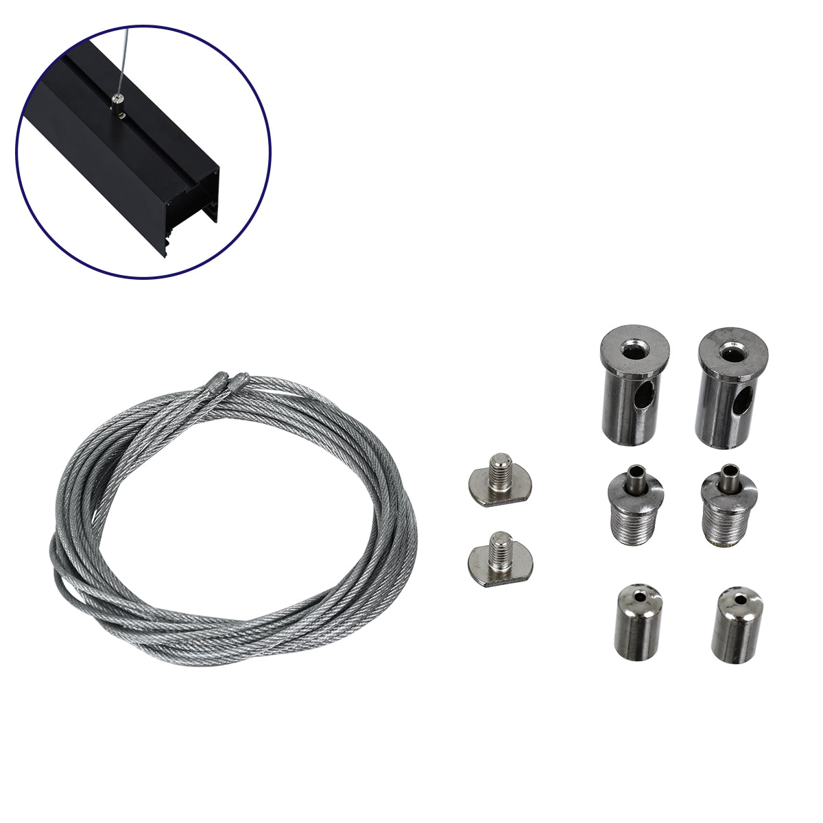 PROFILE-PART 70899 Σετ Κρέμασης για Προφίλ Αλουμινίου - Κρεμαστή Χρήση - Ασημί - 2 Ντίζες των 2 Μέτρων - Μ200cm