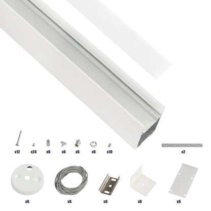 ALP-LINEAR LUMILINE 61763-3M Επιφανειακό / Κρεμαστό Προφίλ Αλουμινίου με Λευκό Γαλακτερό Πατητό Κάλυμμα για Ταινίες LED IP20 - Λευκό Ματ - Μ300 x Π3.5 x Υ7cm