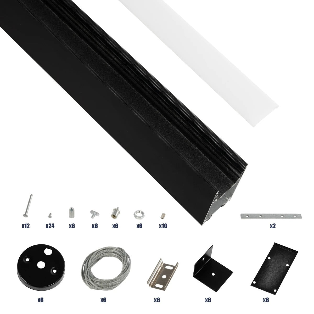 ALP-LINEAR LUMILINE 61764-3M Επιφανειακό / Κρεμαστό Προφίλ Αλουμινίου με Λευκό Γαλακτερό Πατητό Κάλυμμα για Ταινίες LED IP20 - Μαύρο Ματ - Μ300 x Π3.5 x Υ7cm