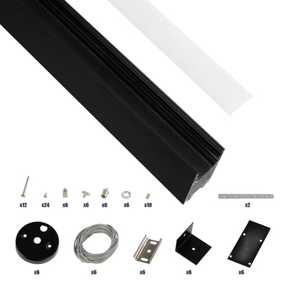 ALP-LINEAR LUMILINE 61764-3M Επιφανειακό / Κρεμαστό Προφίλ Αλουμινίου με Λευκό Γαλακτερό Πατητό Κάλυμμα για Ταινίες LED IP20 - Μαύρο Ματ - Μ300 x Π3.5 x Υ7cm