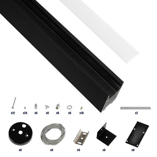 ALP-LINEAR LUMILINE 61764-3M Επιφανειακό / Κρεμαστό Προφίλ Αλουμινίου με Λευκό Γαλακτερό Πατητό Κάλυμμα για Ταινίες LED IP20 - Μαύρο Ματ - Μ300 x Π3.5 x Υ7cm