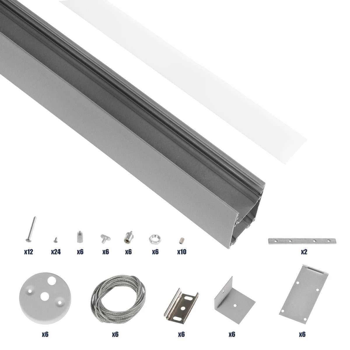 ALP-LINEAR LUMILINE 61765-3M Επιφανειακό / Κρεμαστό Προφίλ Αλουμινίου με Λευκό Γαλακτερό Πατητό Κάλυμμα για Ταινίες LED IP20 - Γκρι Ανθρακί Ματ - Μ300 x Π3.5 x Υ7cm