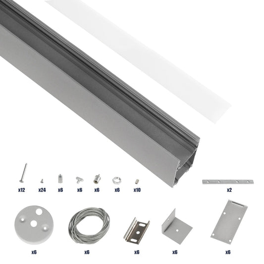 ALP-LINEAR LUMILINE 61765-3M Επιφανειακό / Κρεμαστό Προφίλ Αλουμινίου με Λευκό Γαλακτερό Πατητό Κάλυμμα για Ταινίες LED IP20 - Γκρι Ανθρακί Ματ - Μ300 x Π3.5 x Υ7cm