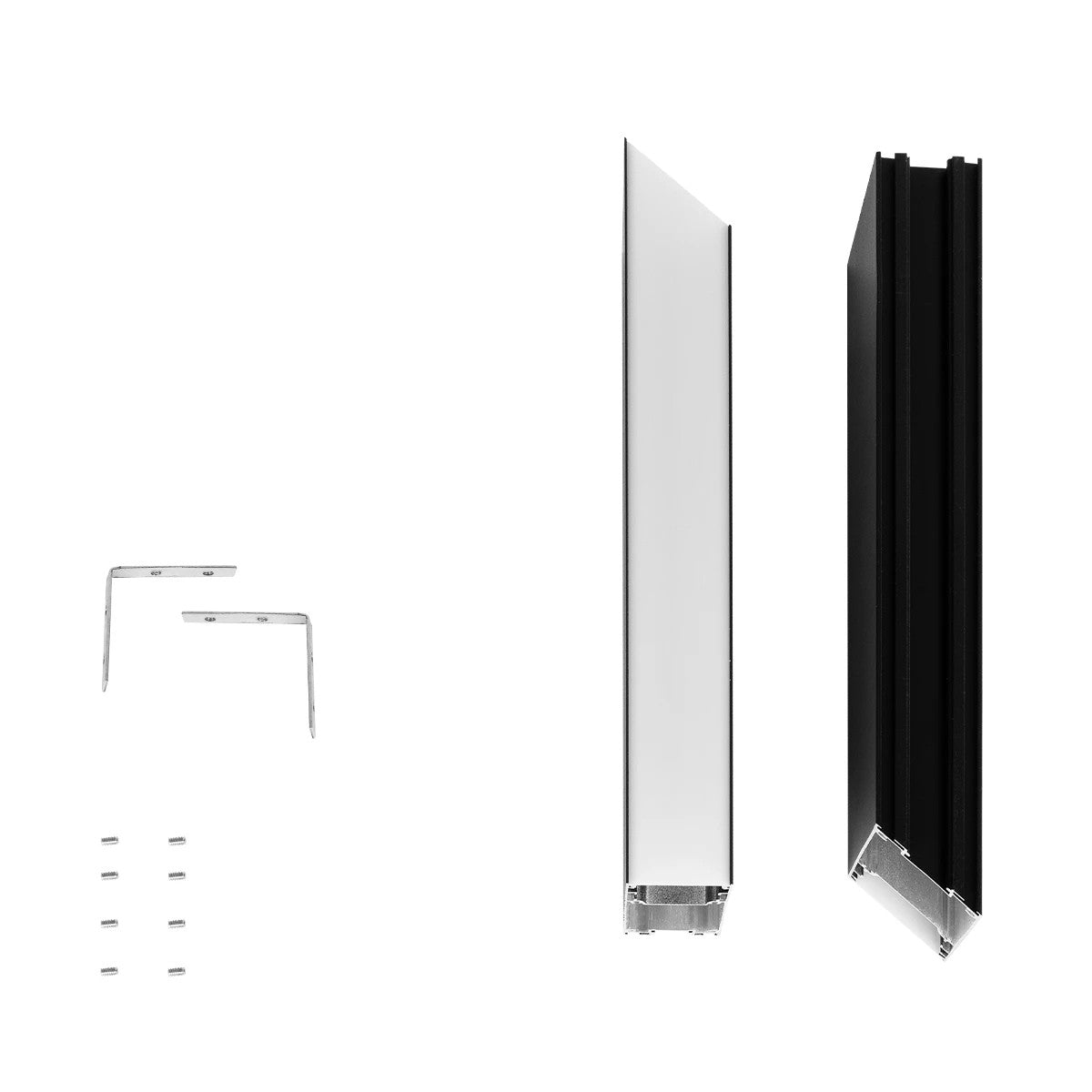 ALP-CORNER-SIDE90 LUMILINE 61767 Επιφανειακό / Κρεμαστό Προφίλ Αλουμινίου Γωνία με Λευκό Γαλακτερό Πατητό Κάλυμμα για Ταινίες LED IP20 - Μαύρο Ματ - Μ30 x Π3.5 x Υ7cm