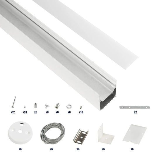 ALP-LINEAR BRIGHTRAIL 61774-3M Επιφανειακό / Κρεμαστό Προφίλ Αλουμινίου με Λευκό Γαλακτερό Πατητό Κάλυμμα για Ταινίες LED IP20 - Λευκό Ματ - Μ300 x Π5 x Υ7.5cm