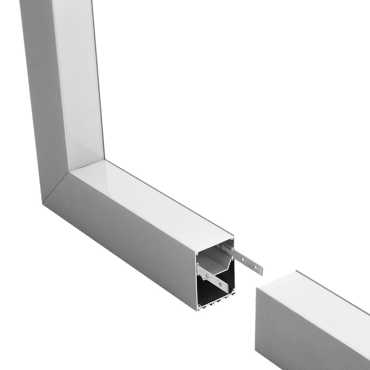 ALP-CORNER-IN90 BRIGHTRAIL 61782 Επιφανειακό / Κρεμαστό Προφίλ Αλουμινίου Γωνία με Λευκό Γαλακτερό Πατητό Κάλυμμα για Ταινίες LED IP20 - Γκρι Ανθρακί Ματ - Μ30 x Π5 x Υ7.5cm