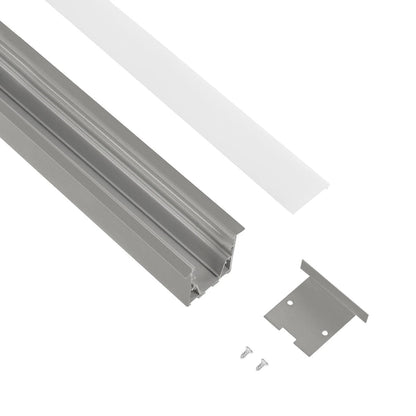 ALP-LINEAR RECESSA 61787-3M Χωνευτό Προφίλ Αλουμινίου με Λευκό Γαλακτερό Πατητό Κάλυμμα για Ταινίες LED IP20 - Γκρι Ανθρακί Ματ - Μ300 x Π3.5 x Υ4cm