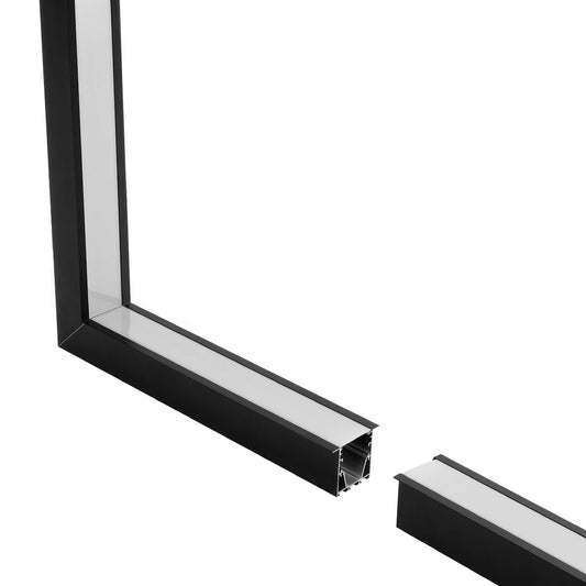 ALP-CORNER-IN90 RECESSA 61792 Χωνευτό Προφίλ Αλουμινίου Γωνία με Λευκό Γαλακτερό Πατητό Κάλυμμα για Ταινίες LED IP20 - Μαύρο Ματ - Μ30 x Π3.5 x Υ4cm