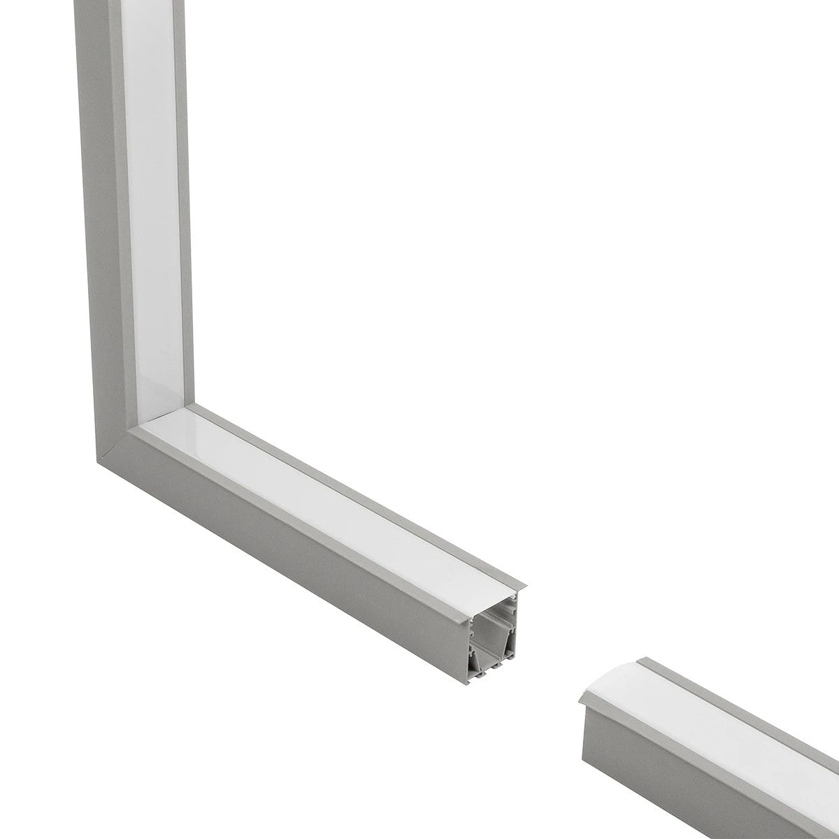 ALP-CORNER-IN90 RECESSA 61793 Χωνευτό Προφίλ Αλουμινίου Γωνία με Λευκό Γαλακτερό Πατητό Κάλυμμα για Ταινίες LED IP20 - Γκρι Ανθρακί Ματ - Μ30 x Π3.5 x Υ4cm