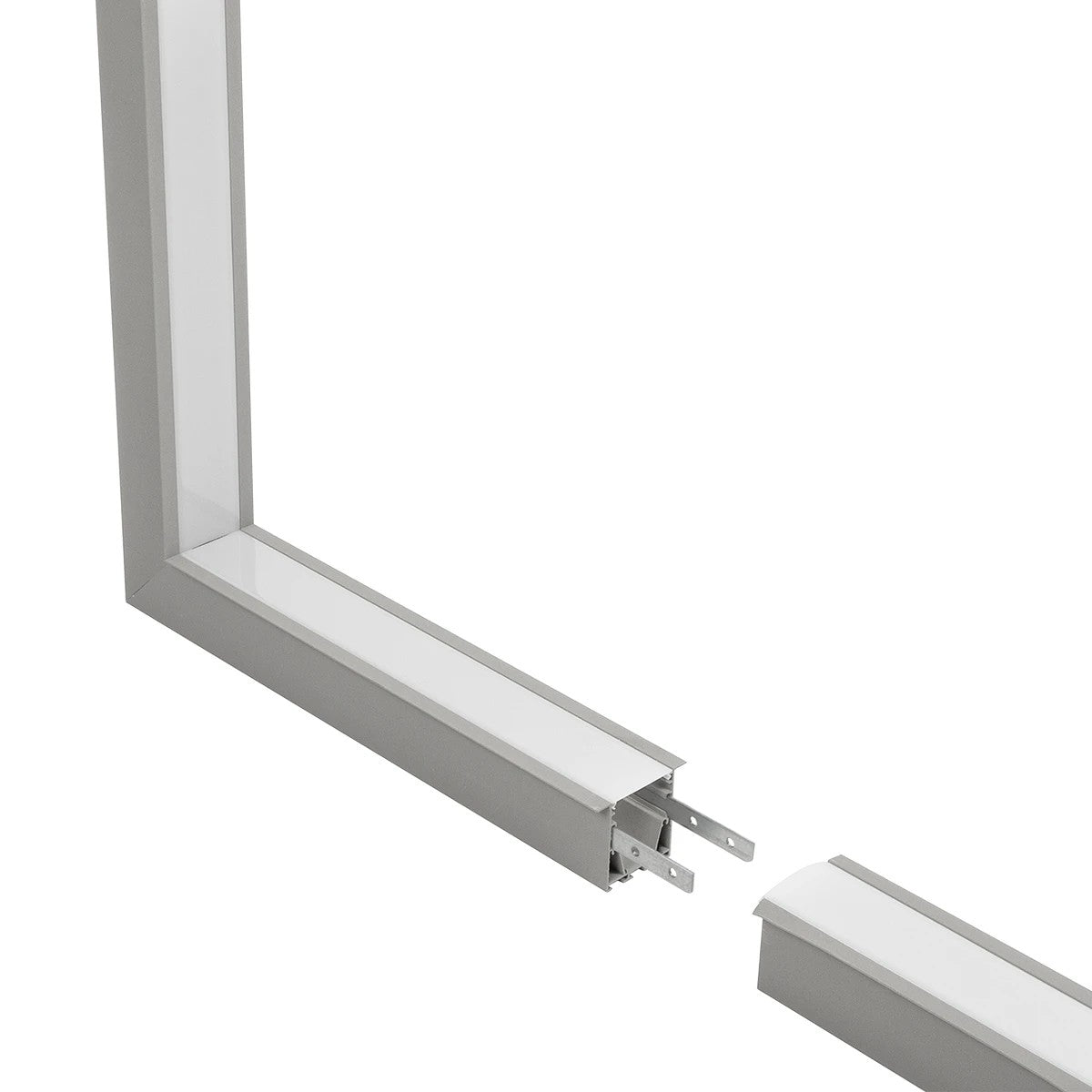 ALP-CORNER-IN90 RECESSA 61793 Χωνευτό Προφίλ Αλουμινίου Γωνία με Λευκό Γαλακτερό Πατητό Κάλυμμα για Ταινίες LED IP20 - Γκρι Ανθρακί Ματ - Μ30 x Π3.5 x Υ4cm