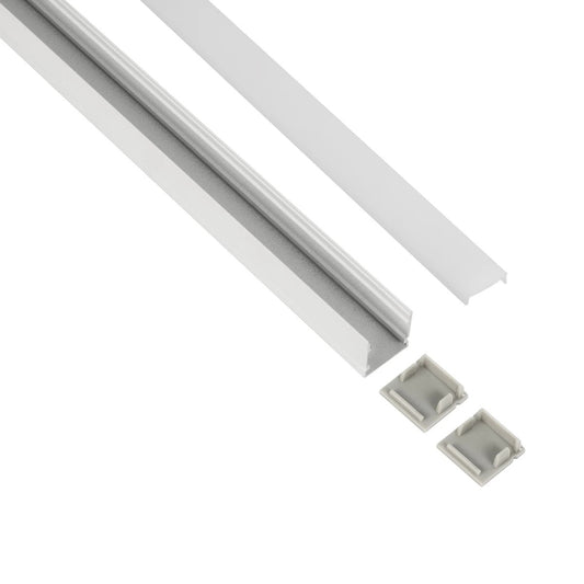ALP-LINEAR GLOWTRACK 61796-3M Επιφανειακό Προφίλ Αλουμινίου με Λευκό Γαλακτερό Πατητό Κάλυμμα για Ταινίες LED IP20 - Λευκό Ματ - Μ30 x Π2 x Υ2cm - Πακέτο 5 Τεμαχίων