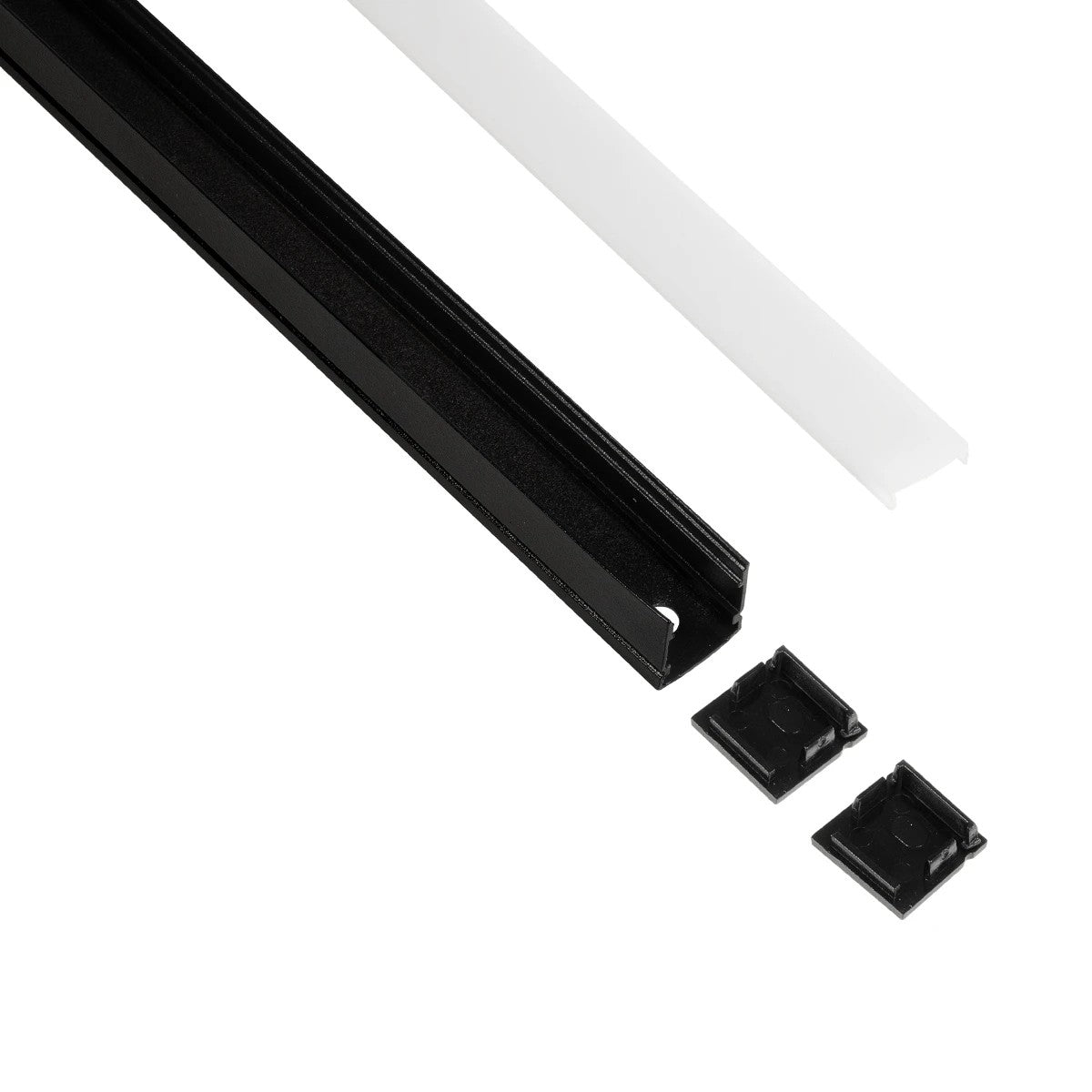 ALP-LINEAR GLOWTRACK 61797-3M Επιφανειακό Προφίλ Αλουμινίου με Λευκό Γαλακτερό Πατητό Κάλυμμα για Ταινίες LED IP20 - Μαύρο Ματ - Μ30 x Π2 x Υ2cm - Πακέτο 5 Τεμαχίων