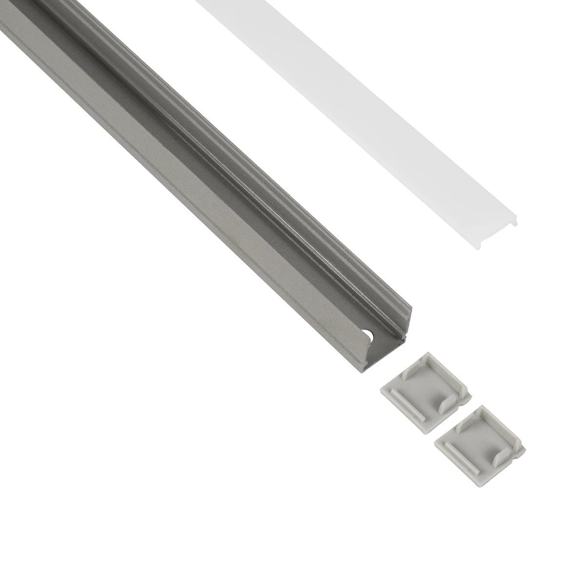 ALP-LINEAR GLOWTRACK 61798-3M Επιφανειακό Προφίλ Αλουμινίου με Λευκό Γαλακτερό Πατητό Κάλυμμα για Ταινίες LED IP20 - Γκρι Ανθρακί Ματ - Μ30 x Π2 x Υ2cm - Πακέτο 5 Τεμαχίων