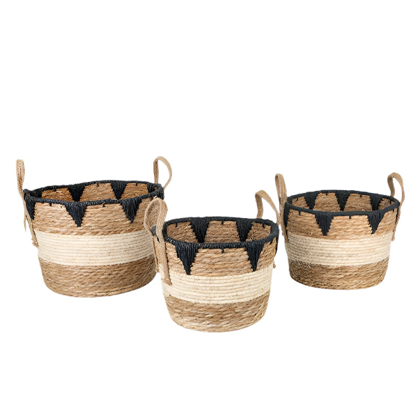 ΚΑΛΑΘΙΑ ΨΑΘΙΝΑ ΚΑΦΕ & ΜΑΥΡΟ ΣΕΤ 3 ΤΜΧ S:27x20x20 M:30x22x22 L:36x28x25