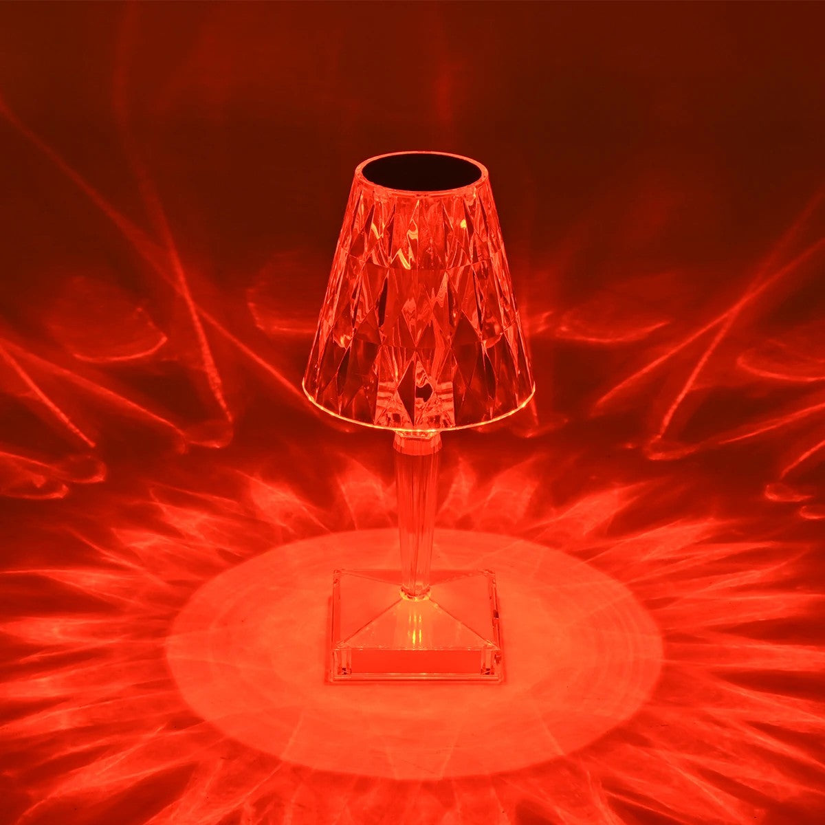 CRYSTAL 62042 Μοντέρνο Επιτραπέζιο Φωτιστικό Πορτατίφ LED 1W 100lm 360° DC 5V USB-C με Επαναφορτιζόμενη Μπαταρία Li-ion 3.7V 1600mAh IP44 Πολύχρωμο RGBW με Χειριστήριο Dimmable - Sanan SMD Chip - Διάφανο - Μ11.5 x Π11.5 x Υ25.5cm