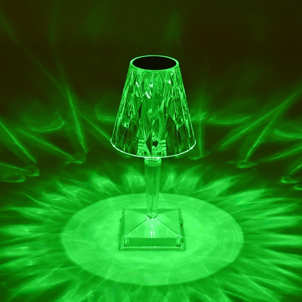 CRYSTAL 62042 Μοντέρνο Επιτραπέζιο Φωτιστικό Πορτατίφ LED 1W 100lm 360° DC 5V USB-C με Επαναφορτιζόμενη Μπαταρία Li-ion 3.7V 1600mAh IP44 Πολύχρωμο RGBW με Χειριστήριο Dimmable - Sanan SMD Chip - Διάφανο - Μ11.5 x Π11.5 x Υ25.5cm