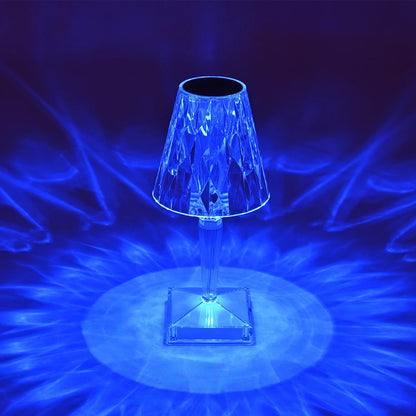 CRYSTAL 62042 Μοντέρνο Επιτραπέζιο Φωτιστικό Πορτατίφ LED 1W 100lm 360° DC 5V USB-C με Επαναφορτιζόμενη Μπαταρία Li-ion 3.7V 1600mAh IP44 Πολύχρωμο RGBW με Χειριστήριο Dimmable - Sanan SMD Chip - Διάφανο - Μ11.5 x Π11.5 x Υ25.5cm