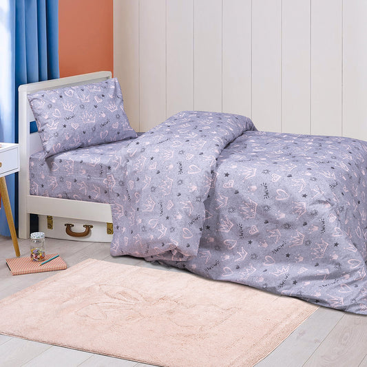 Σετ Σεντόνια Μονά με Λάστιχο Queen Art 6215 100x200+30εκ Μωβ