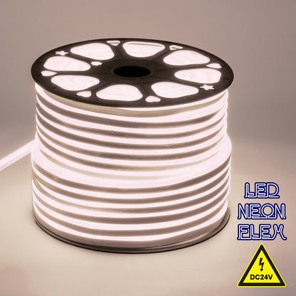 70561 OVALE 120° Degree Neon Flex Epistar LED SMD 2835 1m 12W/m 120LED/m 1284lm/m 120° DC 24V Αδιάβροχη IP68 Φυσικό Λευκό 4500K Dimmable