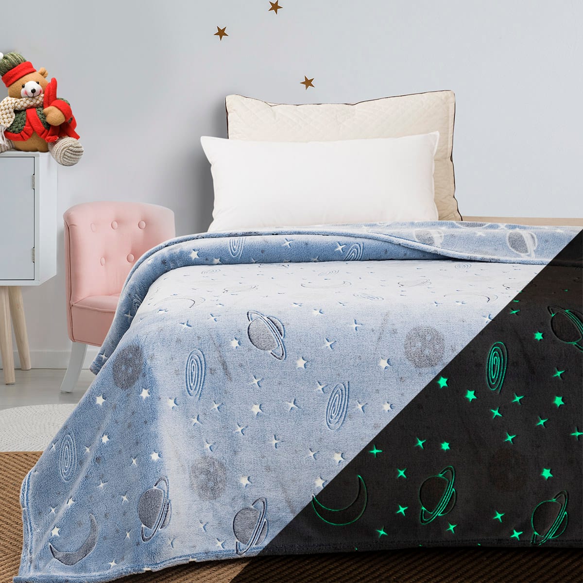 Κουβέρτα Μονή Φωσφορίζουσα Flash Art 6250 160x220εκ Γαλάζιο