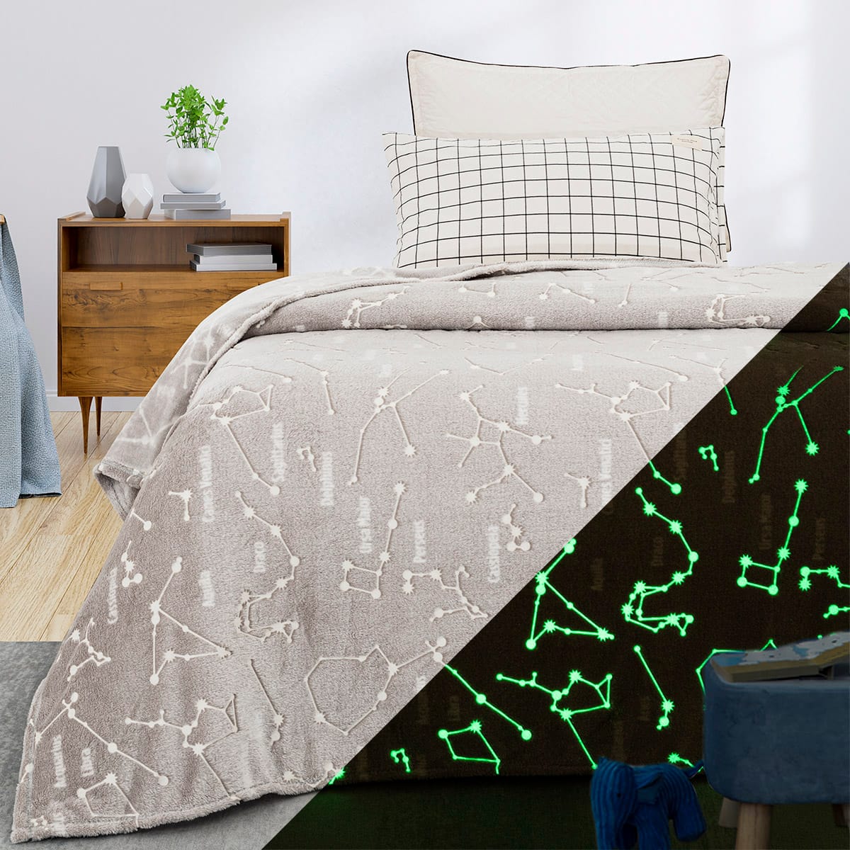 Κουβέρτα Μονή Φωσφορίζουσα Flash Art 6252 160x220εκ Γκρι