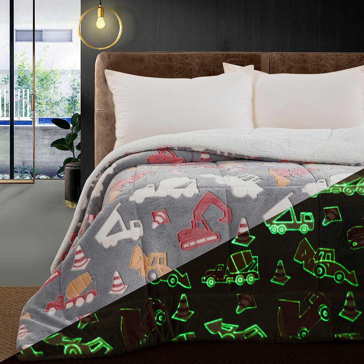 Κουβερτοπάπλωμα Μονό Φωσφοριζέ Glow Art 6269 160x220εκ Γκρι