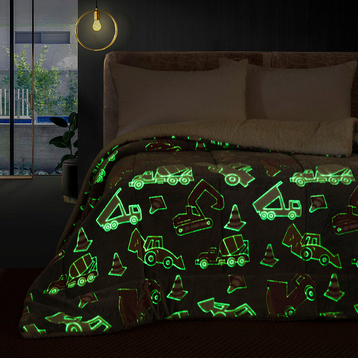 Κουβερτοπάπλωμα Μονό Φωσφοριζέ Glow Art 6269 160x220εκ Γκρι