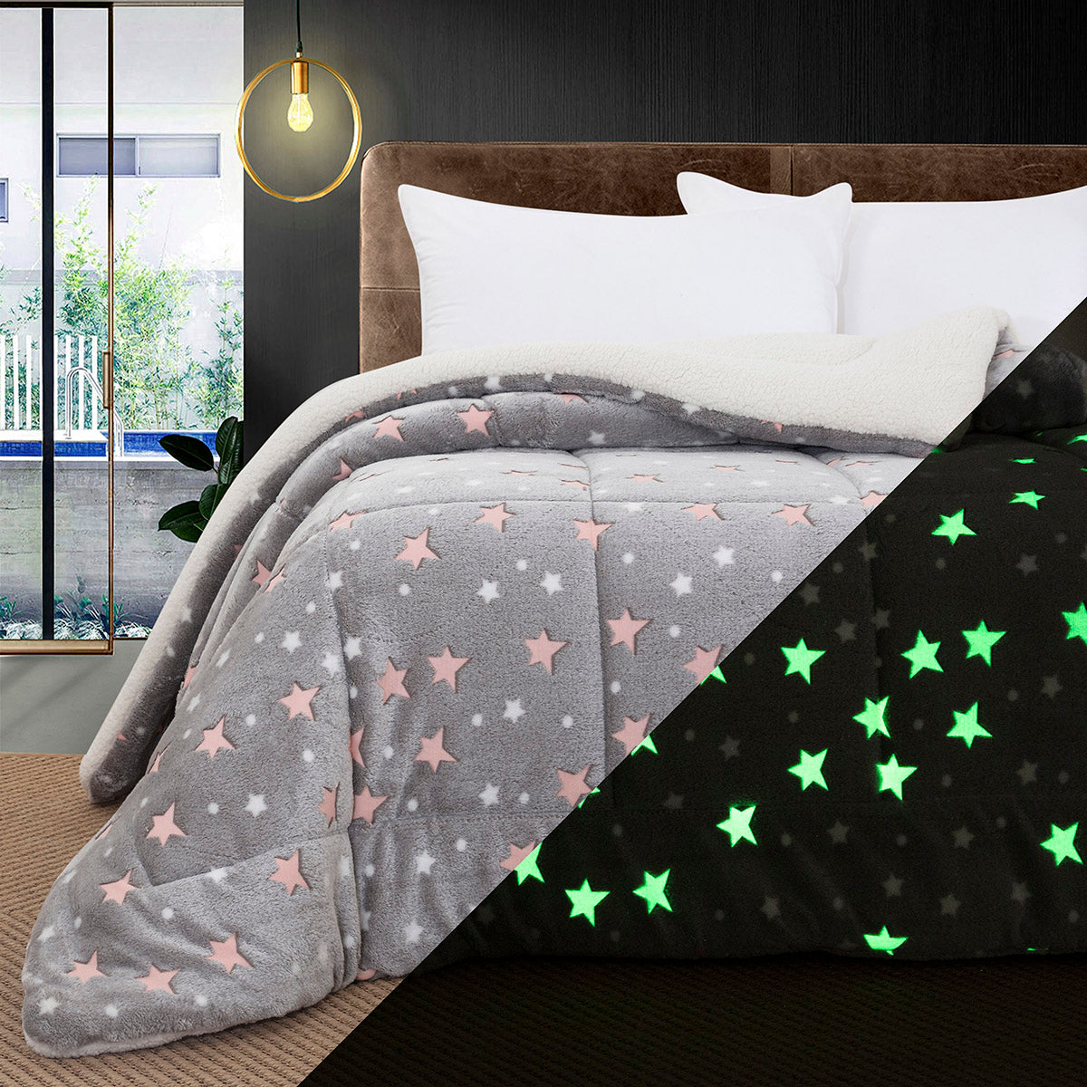 Κουβερτοπάπλωμα Μονό Φωσφοριζέ Glow Art 6271 160x220εκ Γκρι