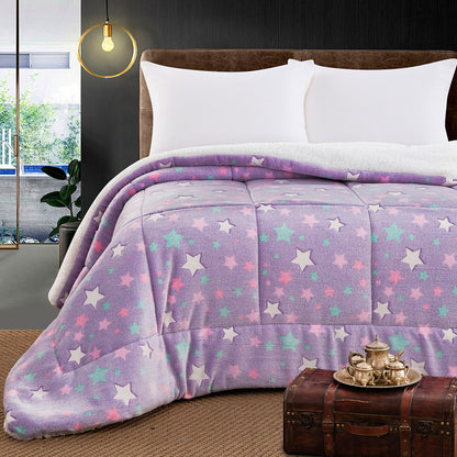 Κουβερτοπάπλωμα Μονό Φωσφοριζέ Glow Art 6273 160x220εκ Λιλά