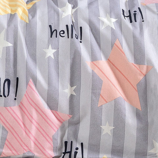 Σετ Παπλωματοθήκη Φανελένια Μονή Hi Art 6322 160x240εκ Γκρι/Ροζ