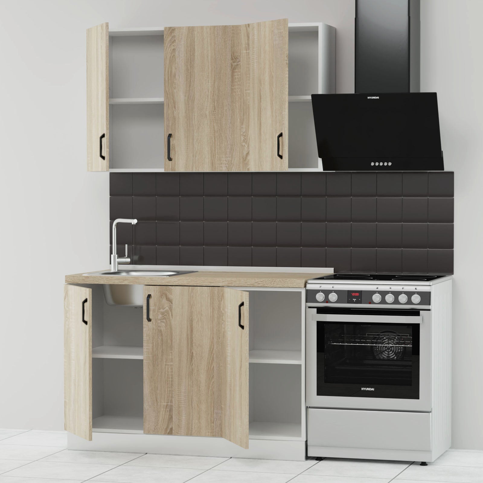 Κουζίνα Modest Σετ 4 Κουτιών Σονόμα Άνω Κουτιά 120εκ Κάτω 120εκ