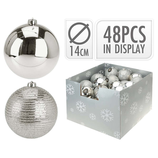 Μπάλα Πλαστική Ασημί 2 Σχδ 14εκ