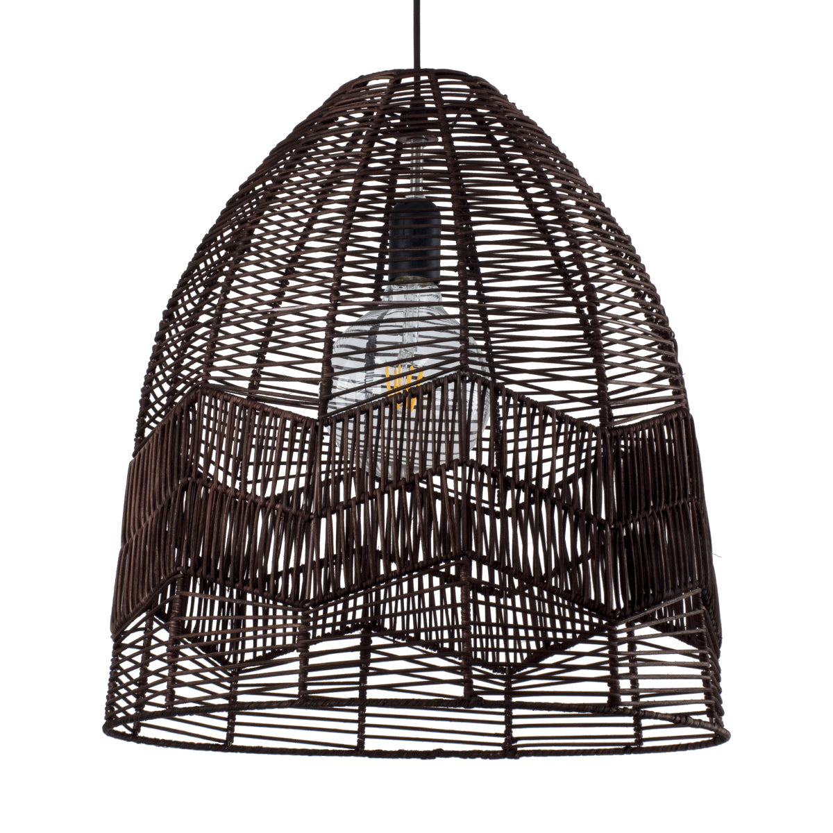 ALOHA 01752 Boho Κρεμαστό Φωτιστικό Καμπάνα Μονόφωτο 1 x E27 IP20 Καφέ Σχοινί - Μ43 x Π43 x Y46cm