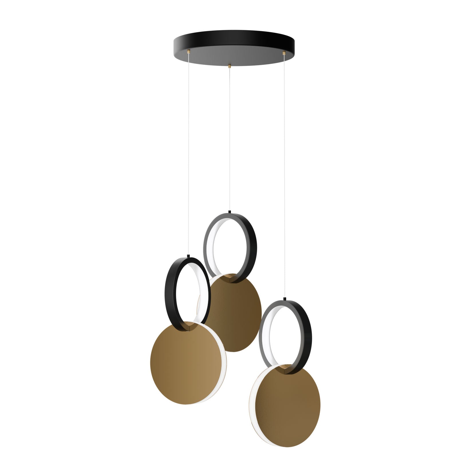 Φωτιστικό Κρεμαστό Symmetric 1E LED 45W Χρυσό-Μαύρο Φ25x120