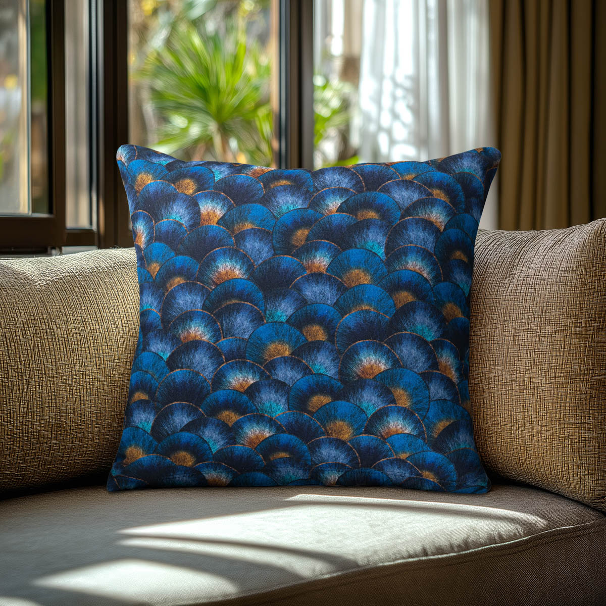 Μαξιλαροθήκη Κύματα Μπλε/Χρυσό 45x45εκ