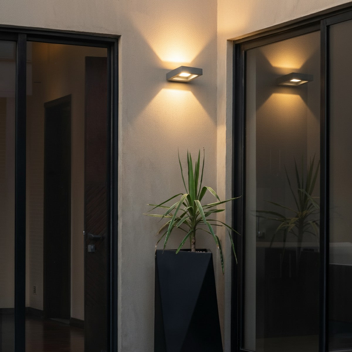 AURA KLV-101-0117 Φωτιστικό Τοίχου / Απλίκα LED 7W 875lm 45° AC 220-240V Αδιάβροχο IP65 Θερμό Λευκό 2700K - Bridgelux COB Chip & TÜV SÜD Driver - Γκρι Ανθρακί Ματ - Μ13 x Π15 x Υ4.5