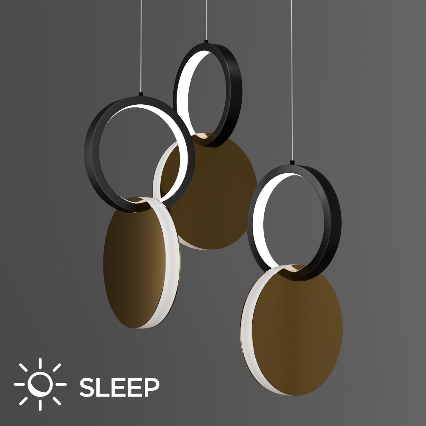 Φωτιστικό Κρεμαστό Symmetric 1E LED 45W Χρυσό-Μαύρο Φ25x120