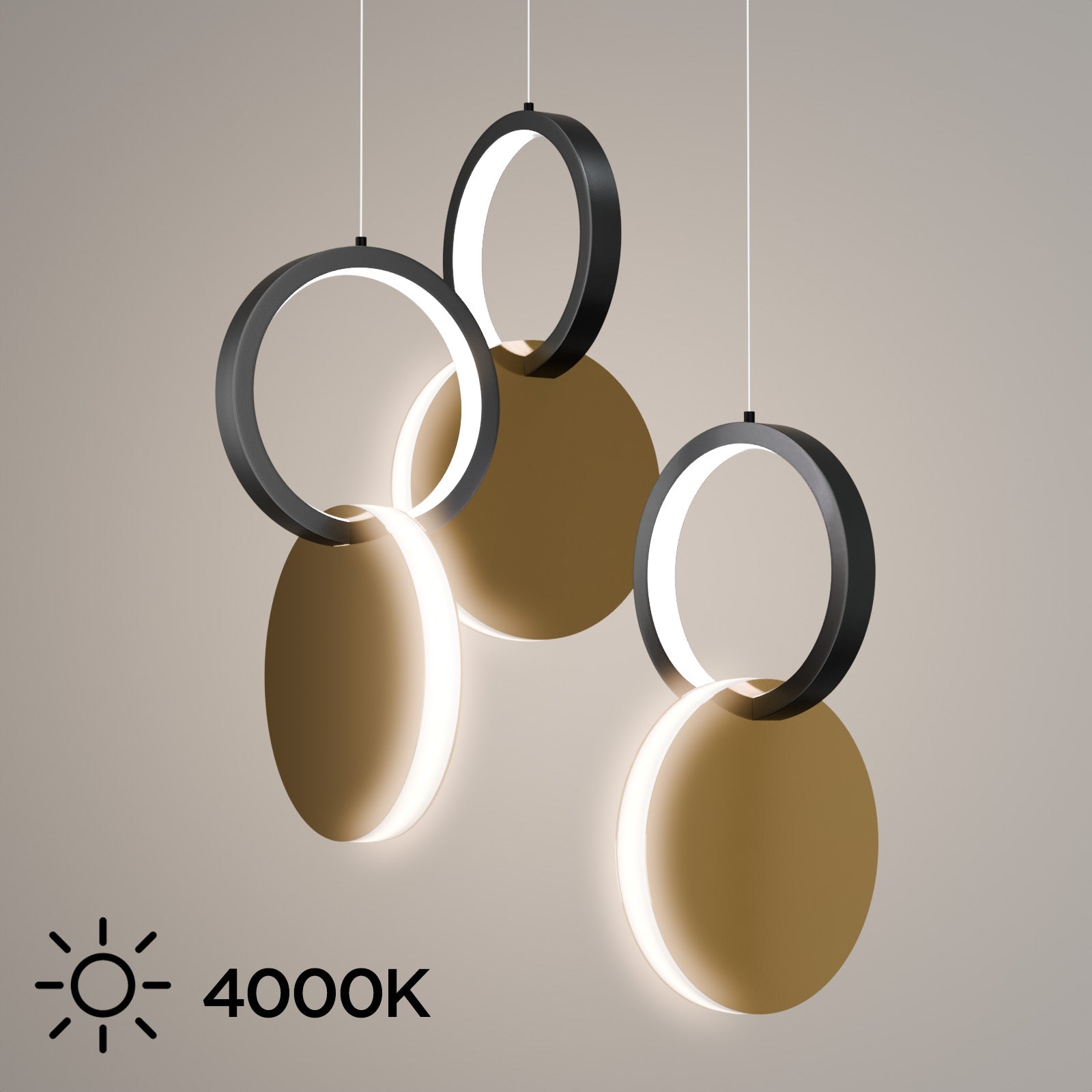 Φωτιστικό Κρεμαστό Symmetric 1E LED 45W Χρυσό-Μαύρο Φ25x120