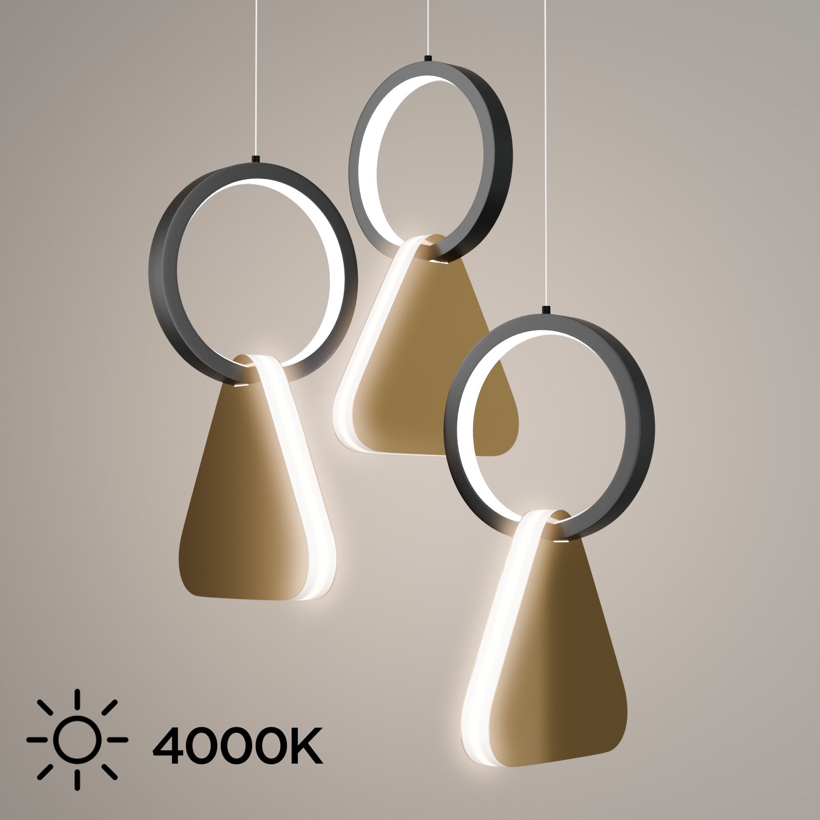 Φωτιστικό Κρεμαστό Symmetric 1F LED 45W Χρυσό-Μαύρο Φ25x120