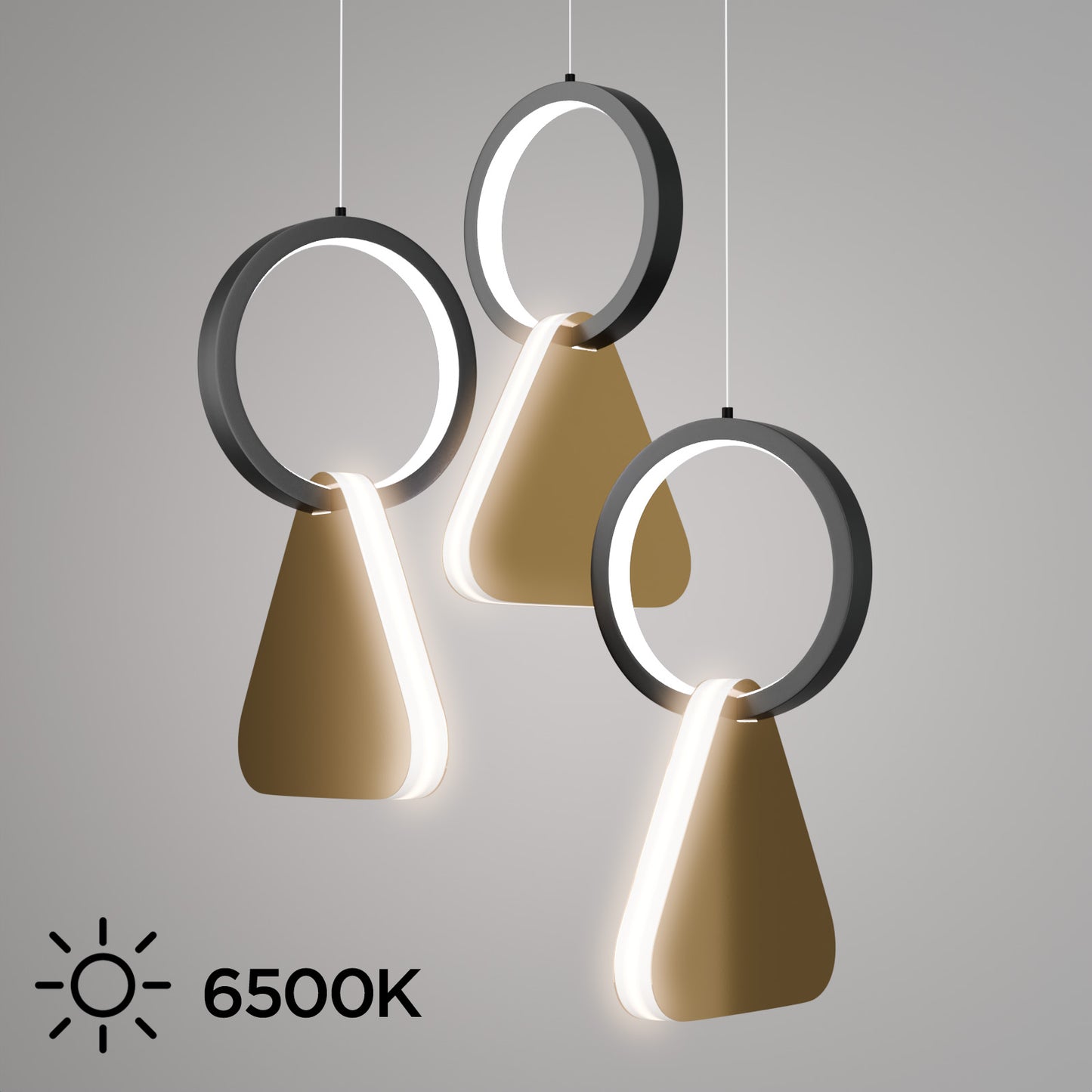 Φωτιστικό Κρεμαστό Symmetric 1F LED 45W Χρυσό-Μαύρο Φ25x120