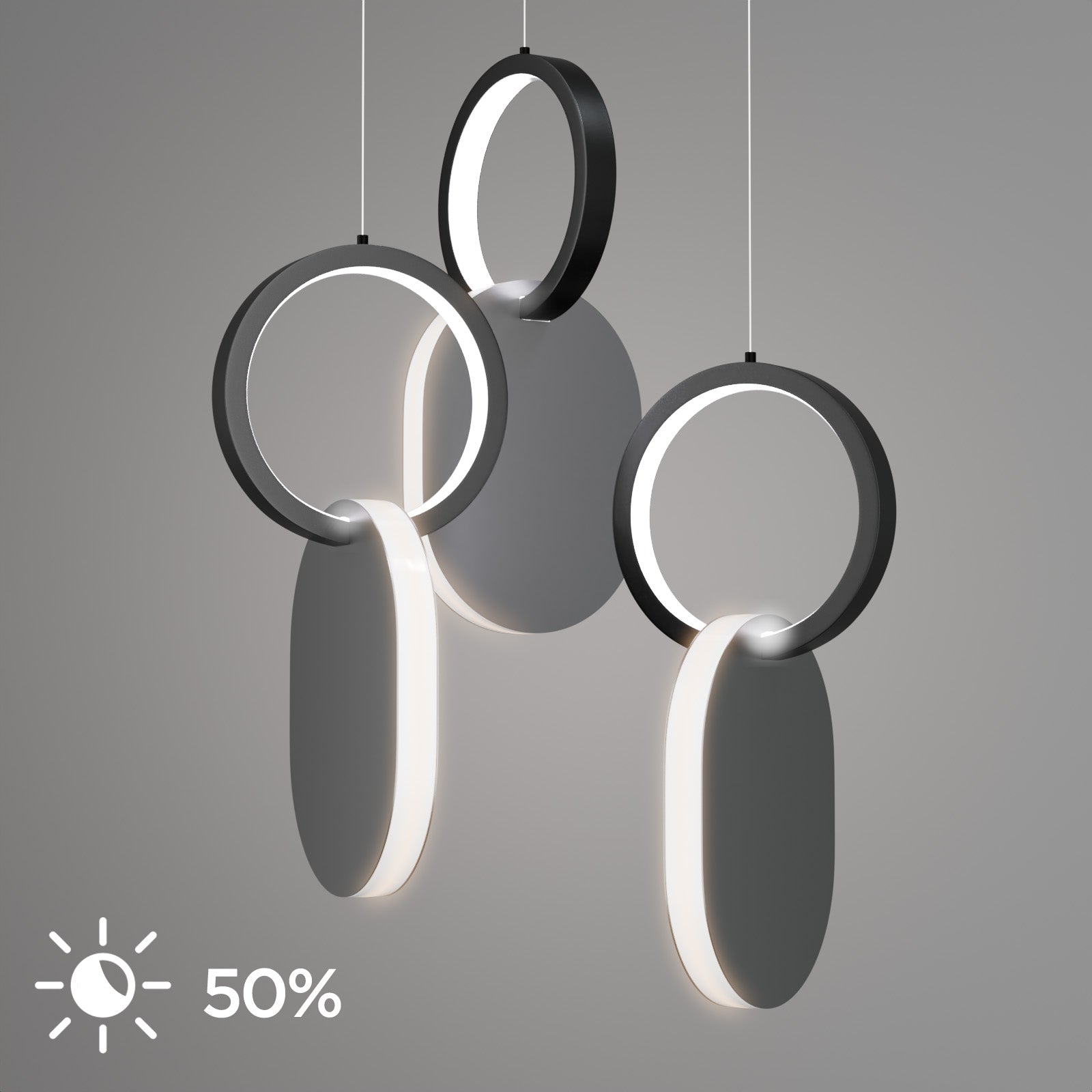 Φωτιστικό Κρεμαστό Symmetric 1G LED 45W Νίκελ Ματ Φ25x120