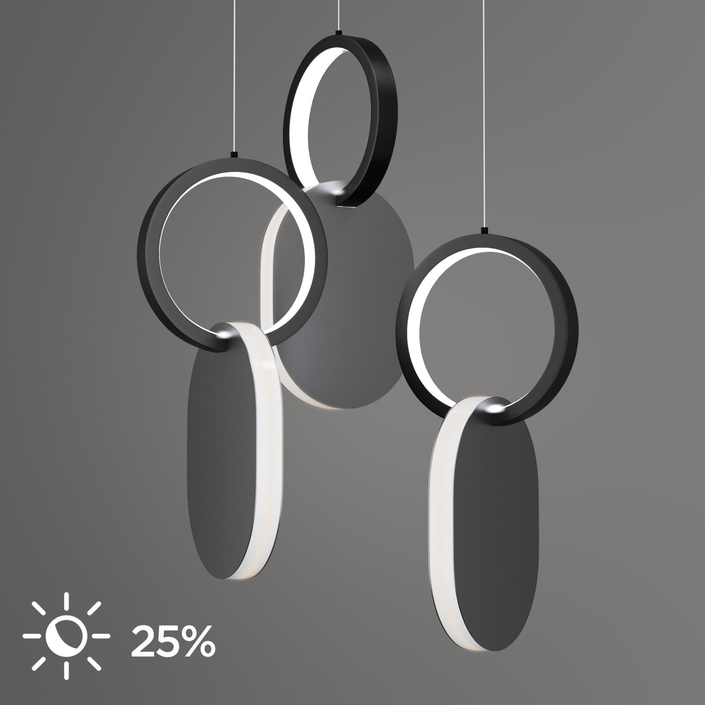 Φωτιστικό Κρεμαστό Symmetric 1G LED 45W Νίκελ Ματ Φ25x120