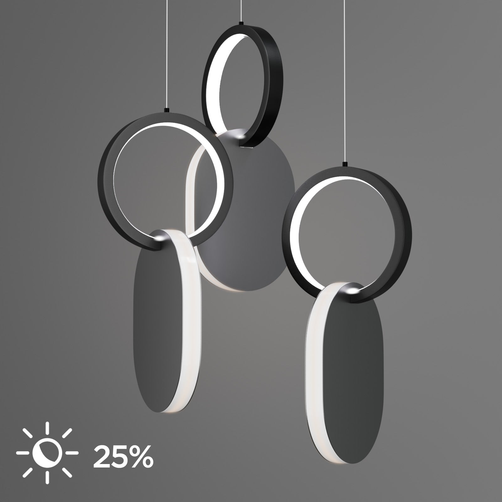 Φωτιστικό Κρεμαστό Symmetric 1G LED 45W Νίκελ Ματ Φ25x120