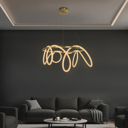 GLOW KLV-101-0164 Κρεμαστό Φωτιστικό Οροφής LED 69W 6900lm 360° AC 220-240V IP20 Ρυθμιζόμενο Λευκό CCT με Χειριστήριο από 2700K έως 6000K Dimmable - Lumileds SMD Chip - Χρυσό Πλατίνα - Μ100 x Π100 x Υ40