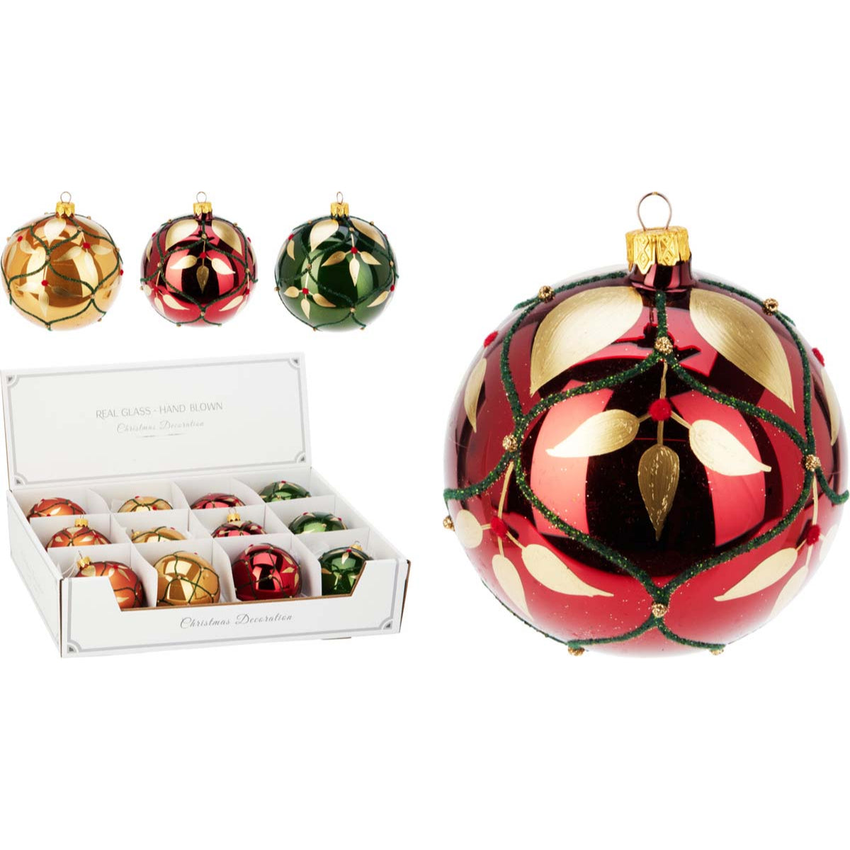 Μπάλα Χριστουγέννων με Φύλλα από Γυαλί 8εκ 4 Σχδ
