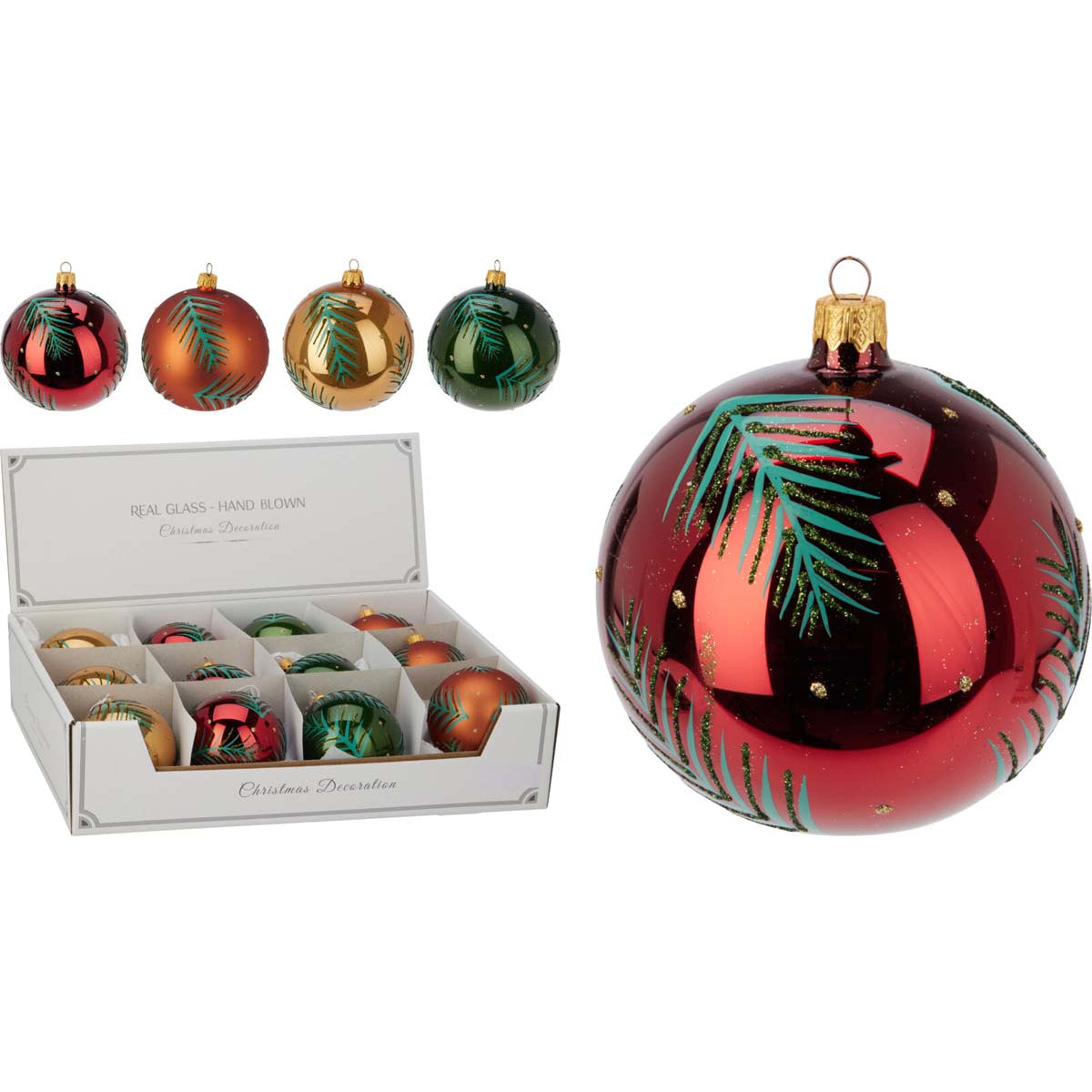 Μπάλα Χριστουγέννων Γκι από Γυαλί 8εκ 4 Σχδ