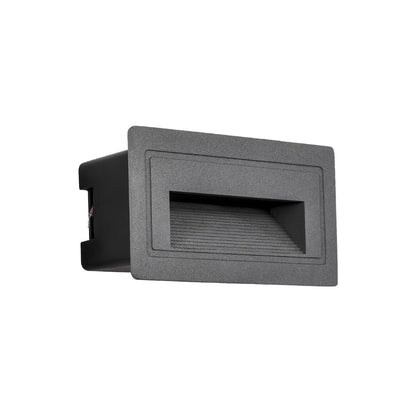 STEPART KLV-101-0081 Χωνευτό Φωτιστικό Σκαλοπατιού / Διαδρόμου LED 3W 375lm 45° AC 220-240V Αδιάβροχο IP65 Θερμό Λευκό 2700K - Lumileds SMD Chip & TÜV SÜD Driver - Γκρι Ανθρακί Ματ - Μ10.5 x Π4.5 x Υ6 / Q9.12 x 4.49