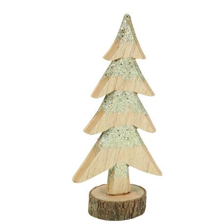 Έλατο Ξύλινο σε Κορμό με Χρυσό Γκλίτερ 7x7x27