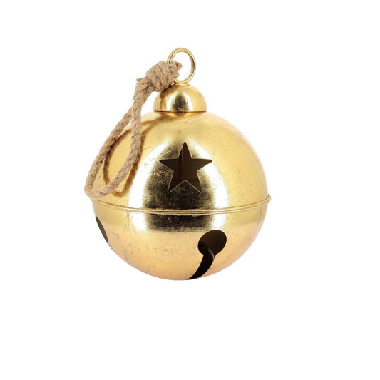 Διακοσμητικό Χρυσό Κουδούνι με Σχοινί για Κρέμασμα Φ30εκ