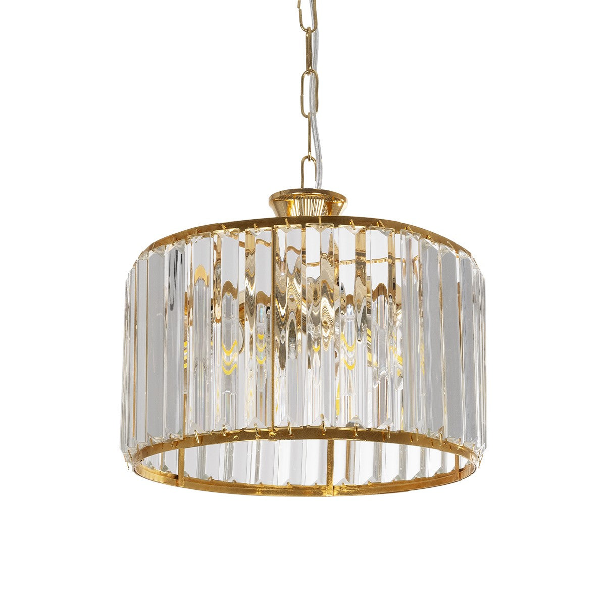 GLAMOROUS 203-0094 Κλασικό Κρεμαστό Φωτιστικό Οροφής με Ντουί 3 x E27 AC 220-240V IP20 - Χρυσό & Διάφανο - Μ28 x Π28 x Υ21.5
